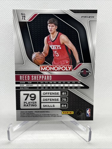 2024-25 Panini Prizm Monopoly REED SHEPPARD Running Man Rookie SSP Case Hit RC - Picture 2 of 6