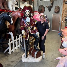 Pirate Captain Morgan With Foot On Barrel Life Size Statue Resin Decor Display