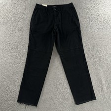 Banana Republic Womens Pants Black Size 4 Slim Ankle Chino Raw Hem Cotton Blend