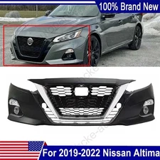 Primed Black Front Bumper Cover &Grille Assembly Kit For 2019-2022 Nissan Altima