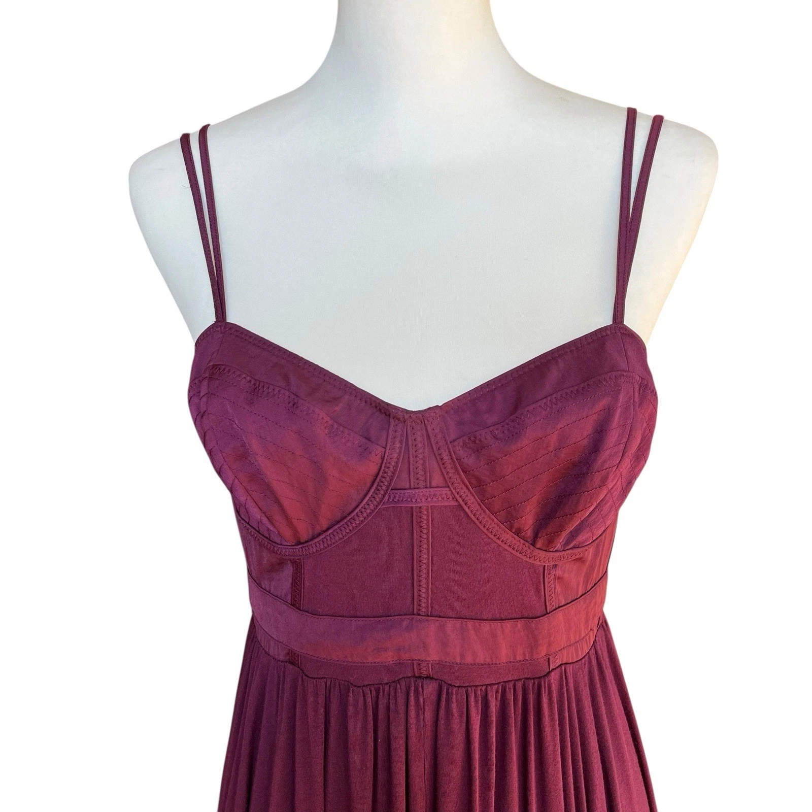 UNDERCOVER Abito Victoria’s Secret taglia 8 fazzoletto prugna civetta bustier spaghetti strap