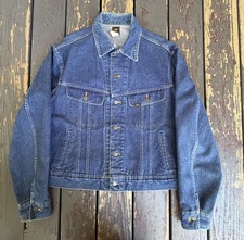 Vintage 80s Lee 220J Denim Trucker Jacket USA Made 48 Long Dark Wash XL 24x26
