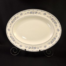 Wedgwood 14 1/8" x 11" Oval Platter #R4628 Gardenia Blue Platinum Trim 1980-1986