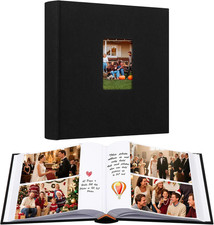 240 Pocket Linen Photo Album for Weddings and Family Memories, Black