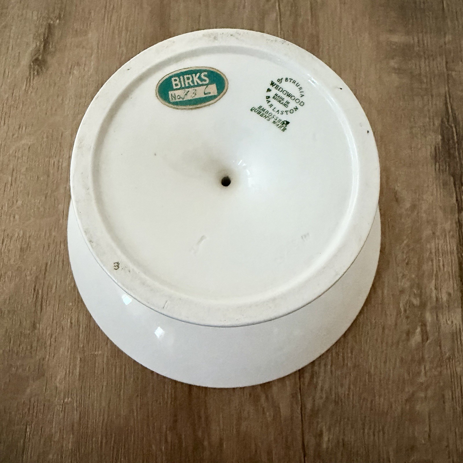 Vtg Wedgwood Queensware 6.5" Pedestal Plate Dish Embossed Blue on Cream Compote