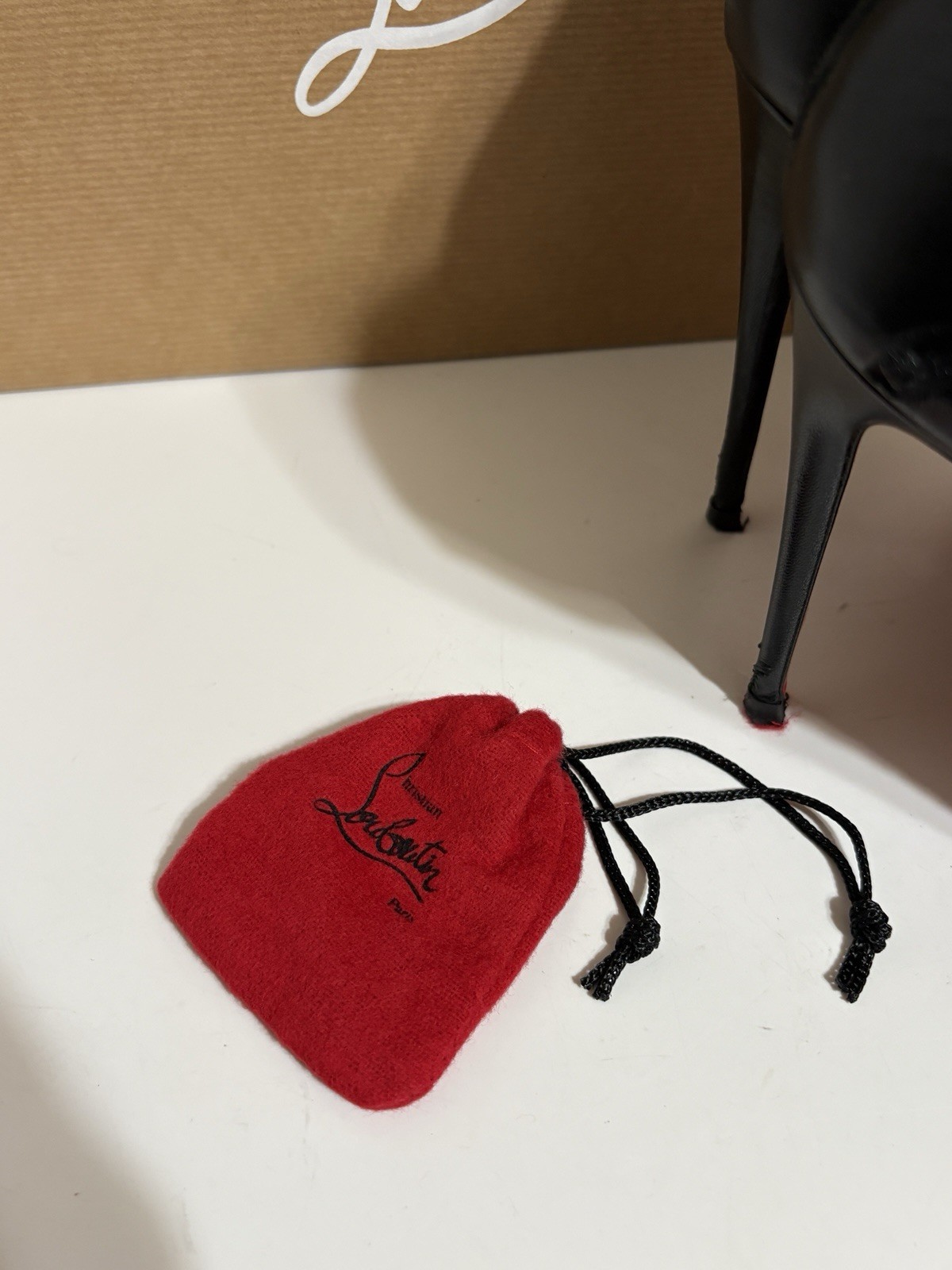 Vtg Christian Louboutin Black Leather Pigalla 100 Lace Boot Heels 38.5