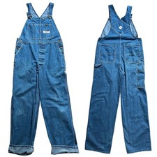 Big Mac Workwear 1970s Vintage Medium Wash Blue Denim Overalls 46x33