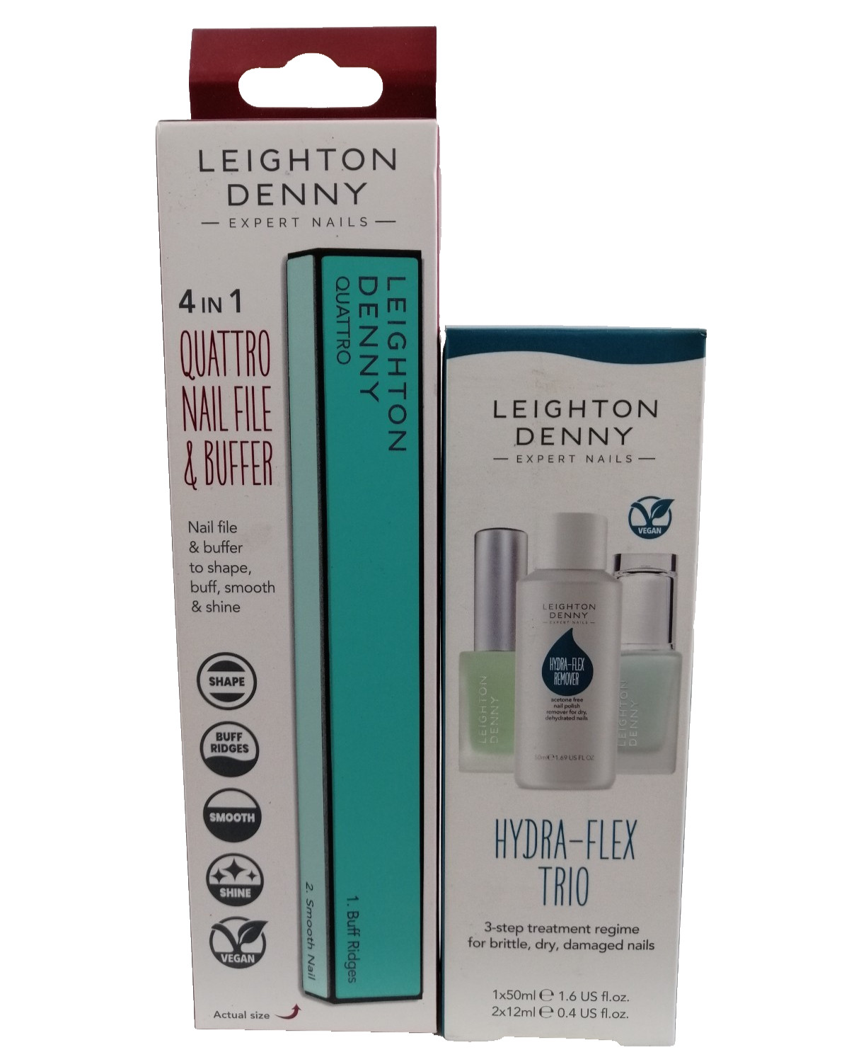Leighton Denny Hydra-Flex Trio For Damaged Nails, 4 In 1 Nail File & Buffer New