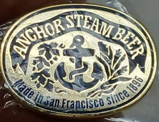 Anchor Steam Beer Enamel Pin Gold tone with Blue Enamel 1" Wide NEW #J-11