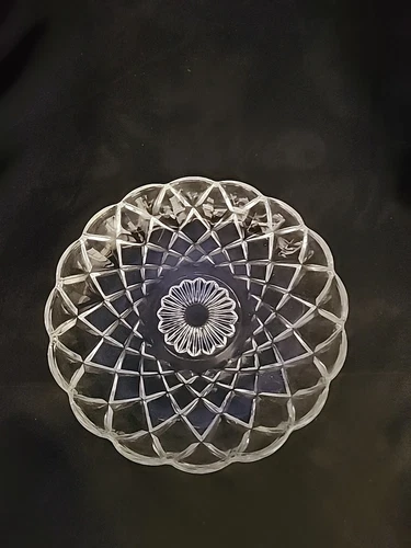 Crosshatch Pattern Crystal Candy Dish - Hocking Glass Vintage