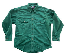 Woolrich Vintage Flannel Shirt Large 90s Chamois Green Cotton Button Up Made USA