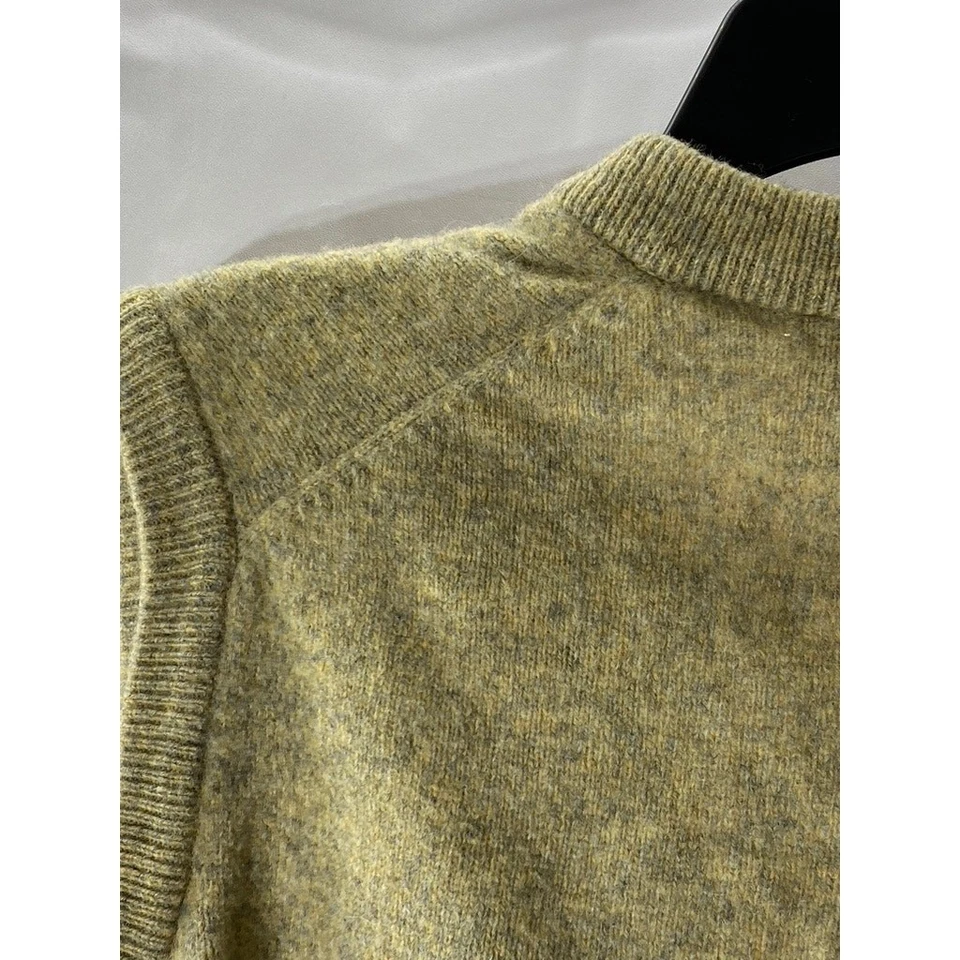 Chaleco Suéter con Botones Cuello en V Mezcla de Lana Verde Oliva GERARD FORTIER Para Hombre Talla 2(S) Foto 4 de 4