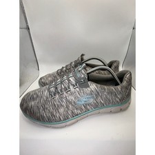 Skechers Sport Empire DLux Spotted Grey Blue Slip On Sneakers 12414W Womens 11W