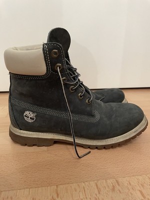 Timberland 6 Inch Premium Damen Boot Größe 41 Blau weiße Ziernähte