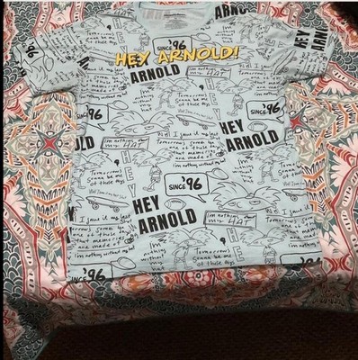 Hey Arnold T-SHIRT - Medium M - Classic Nickelodeon tv show FRONT AND REAR