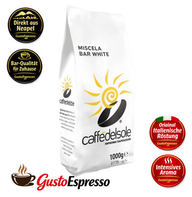 Caffè del Sole WHITE 1kg Espresso Bohnen  mild & ausgewogen geröstet aus Neapel
