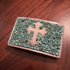 Vintage Nocona Belt Co Turquoise and Cross Belt Buckle Excellent Condition