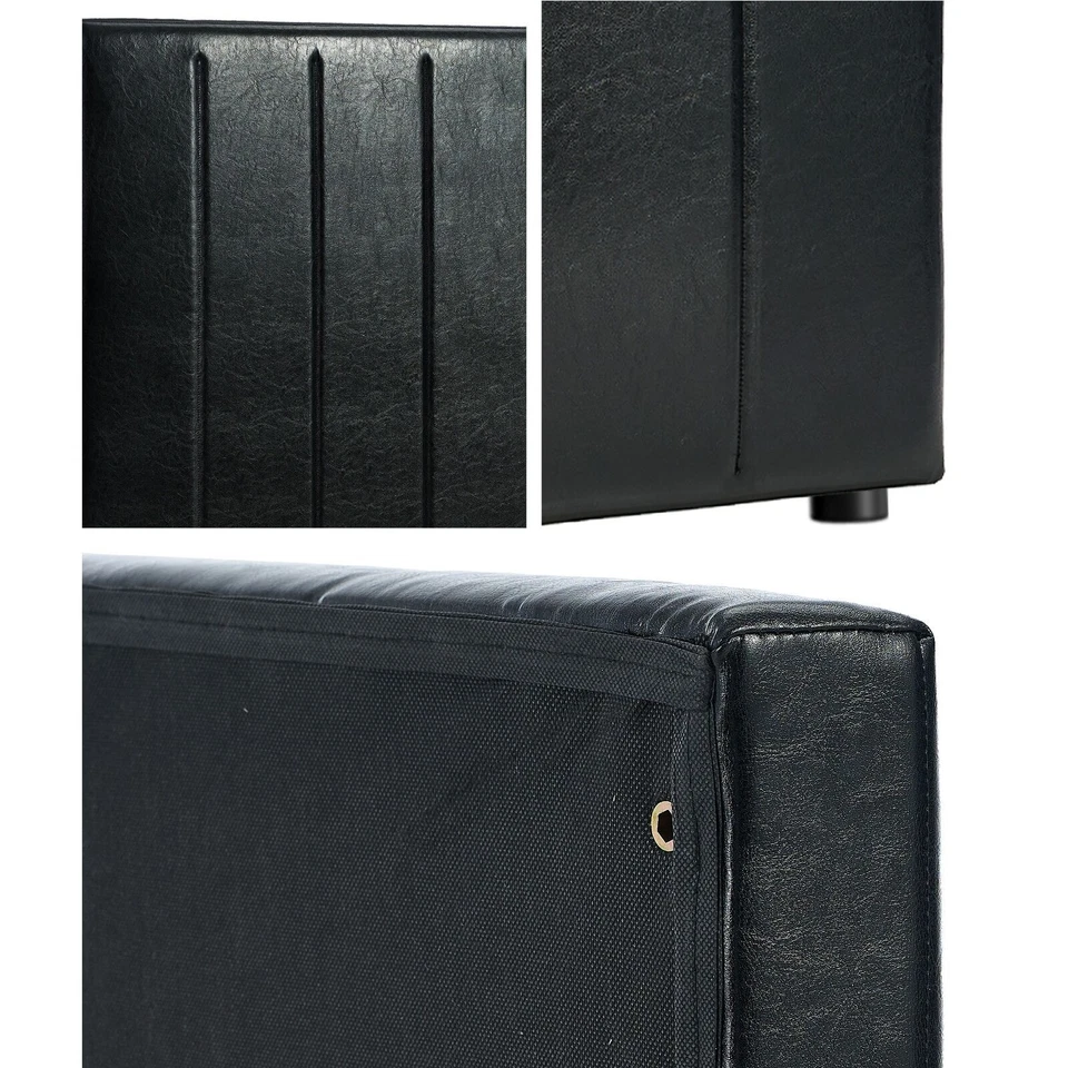 Oikiture Bed Frame Headboard King Single Size Head Bedhead Black Leather - image 3 of 4