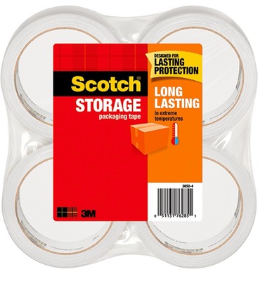 Scotch Long Lasting Storage Packaging Tape - Pack of 4 Rolls X 2 (8 Rolls)