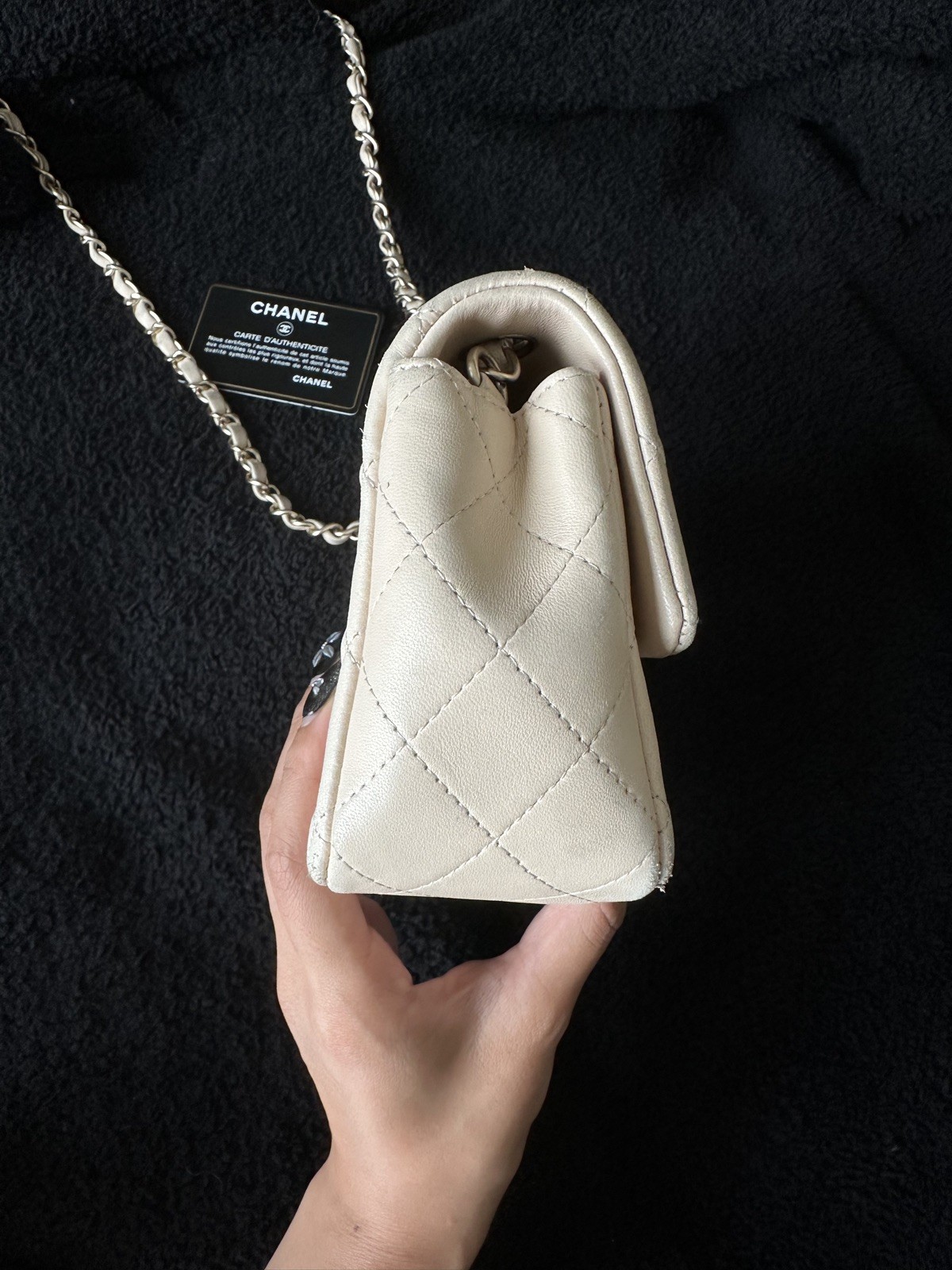 Chanel Rectangular Classic Mini Flap Bag Beige La… - image 7