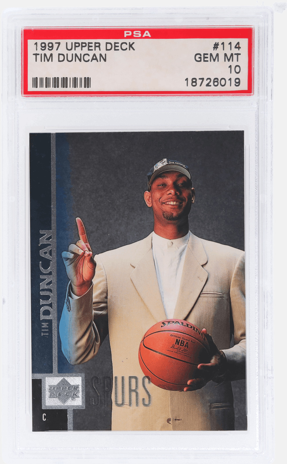 1997 Upper Deck Tim Duncan #114 PSA 10 Rookie RC
