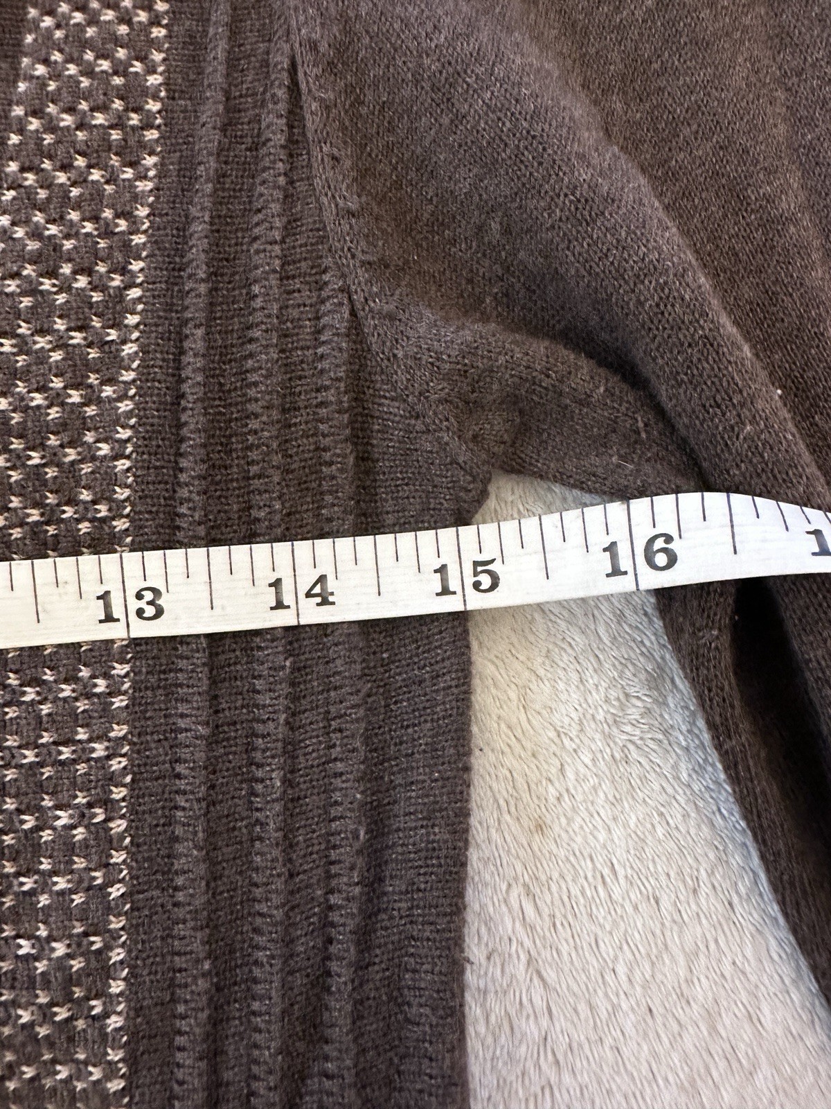 Max Studio Brown Knit Patterned Trim Geometric A-… - image 7