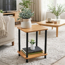 Small Side Table Bedside Table 2 Tier Occasional Tables Contemporary Wooden 