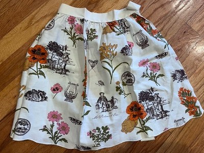 VINTAGE LINEN APRON BUTTERFLY TOIILE Tie Skirt Waist Apron Cream