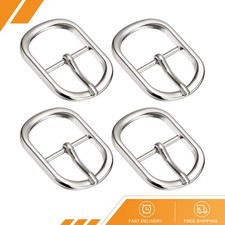 4Pcs 0.94" Single Prong Belt Buckle Oval Center Bar Buckles Silver