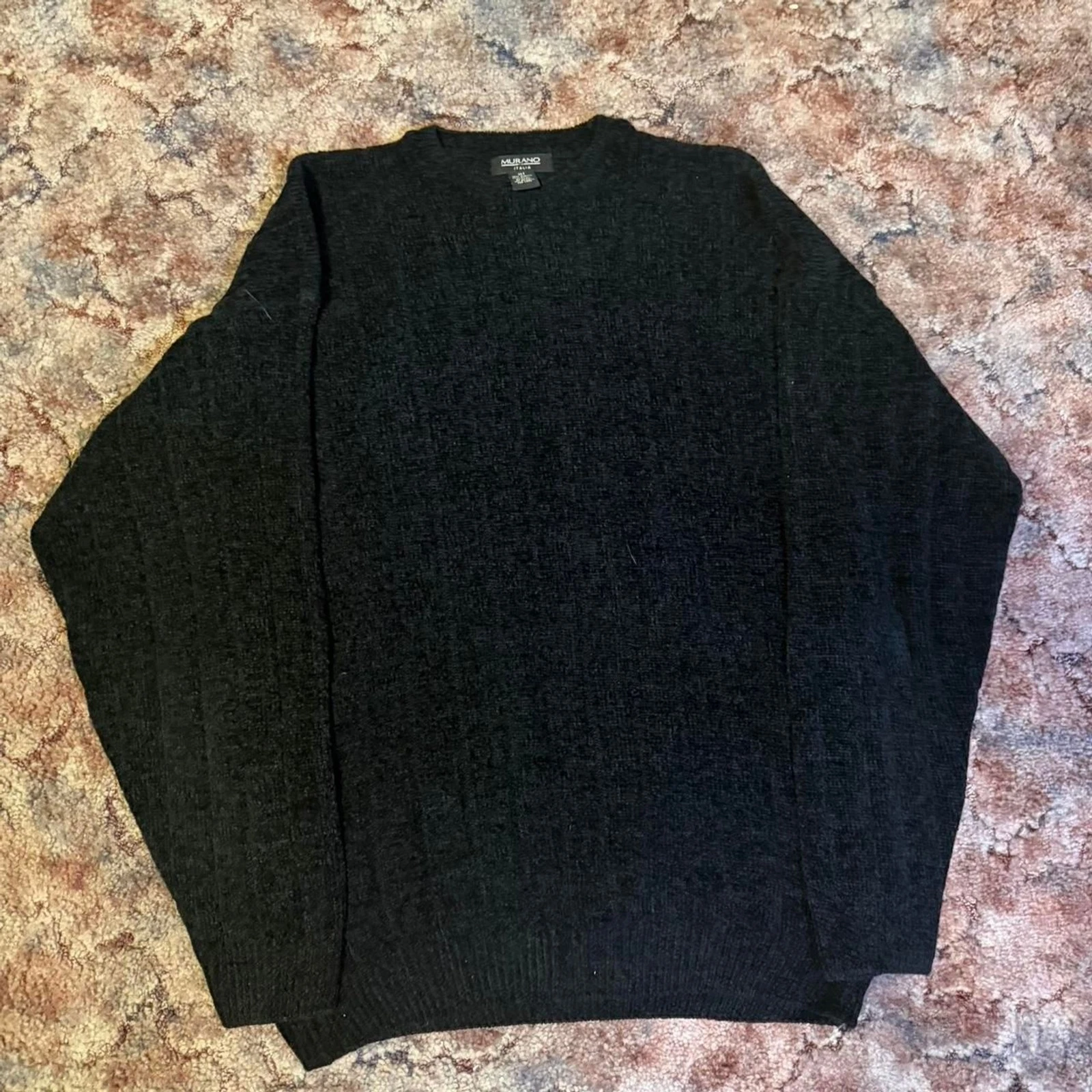 Vintage 90s Murano Italia black 30% wool sweater Size XL Men's