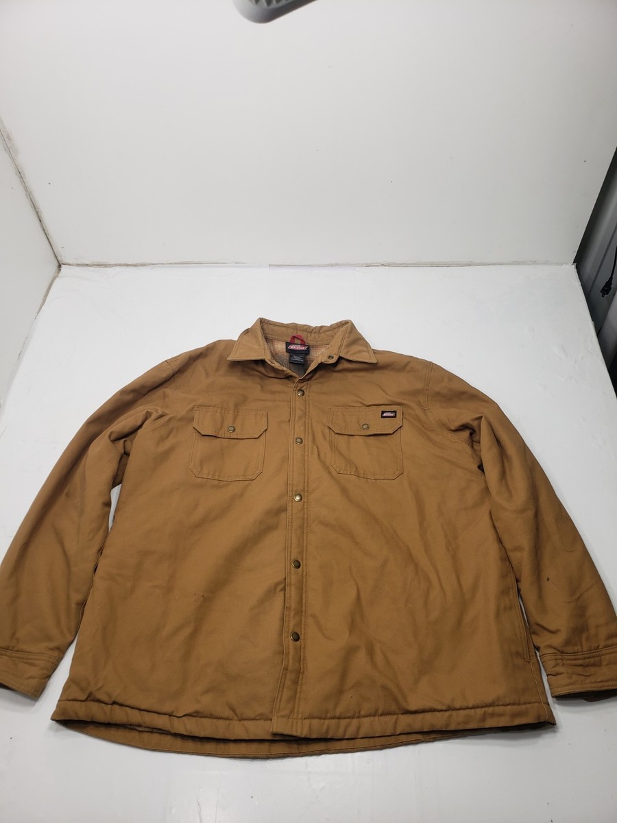 Dickies Men's Jacket Size 3XL Collar Lined Button Down Brown