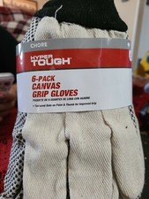 Hyper Tough package of 6 Canvas Grip Gloves Size: Large