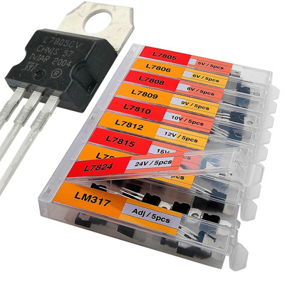 EEEEE 10 Values 50 Pcs Linear Voltage Regulator Positive External Voltage Kit..