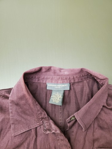 Vintage Banana Republic Women's Sz M Stretch Purple Button Up L/S Top - Picture 3 of 6