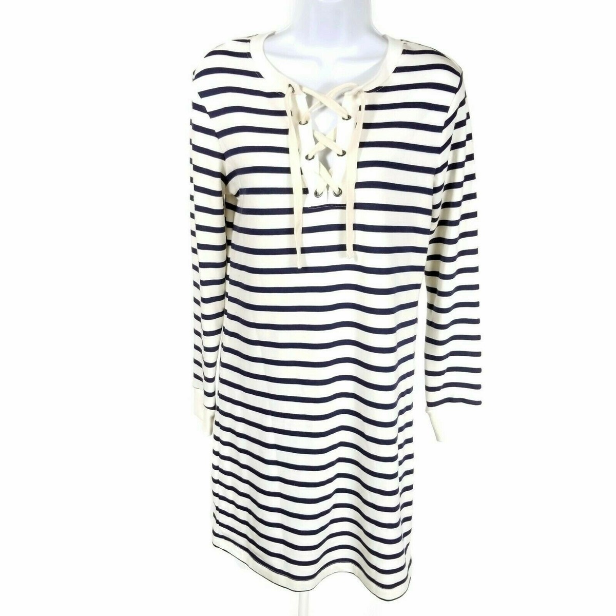Old Navy Cross Neck Sweatshirt Shift Dress Womens XS Blue White