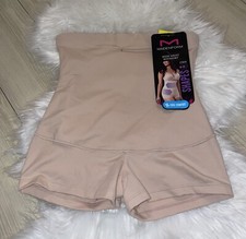 Maidenform 2107 High Waist Boyshort Firm Shaper Womens M Medium Beige New
