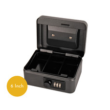 Cathedral Products 6-Inch Black Steel Cash Box with Combination Lock