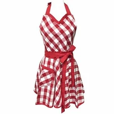 Wrapables Adjustable Flirty Hostess Apron, Red Gingham