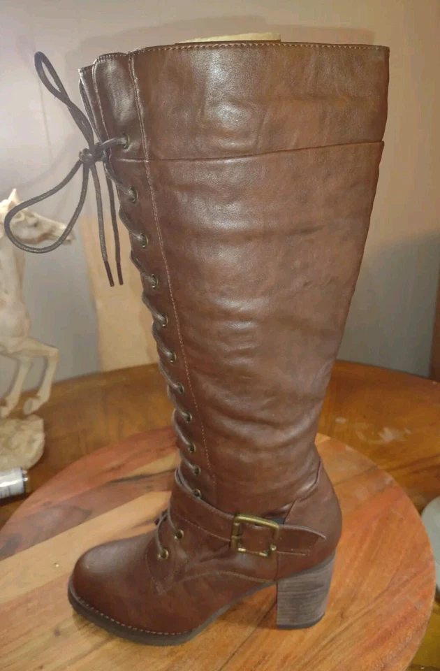 Wanted Ladies Pillar Brown Zip-Up Knee High Riding Boot Women Size 8M New -ShB2A - Image 2 of 4