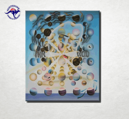 READY TO HANG, 'GALATEA OF THE SPHERES' SALVADOR DALI REPRO AIRBRUSH PAINTING - Picture 2 of 5