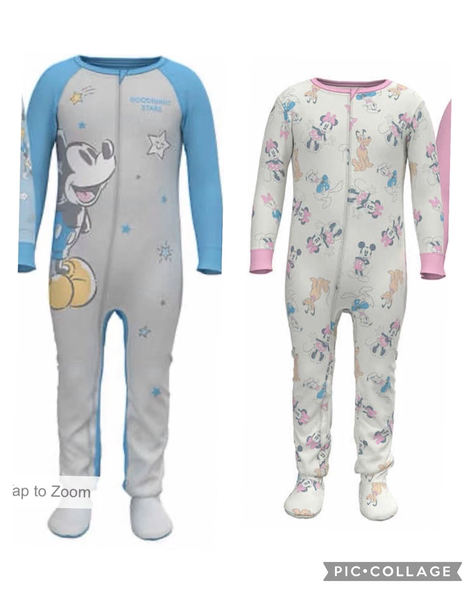 Disney Baby 2 pack Minnie Mickey Mouse Blanket Sleepers Age 24