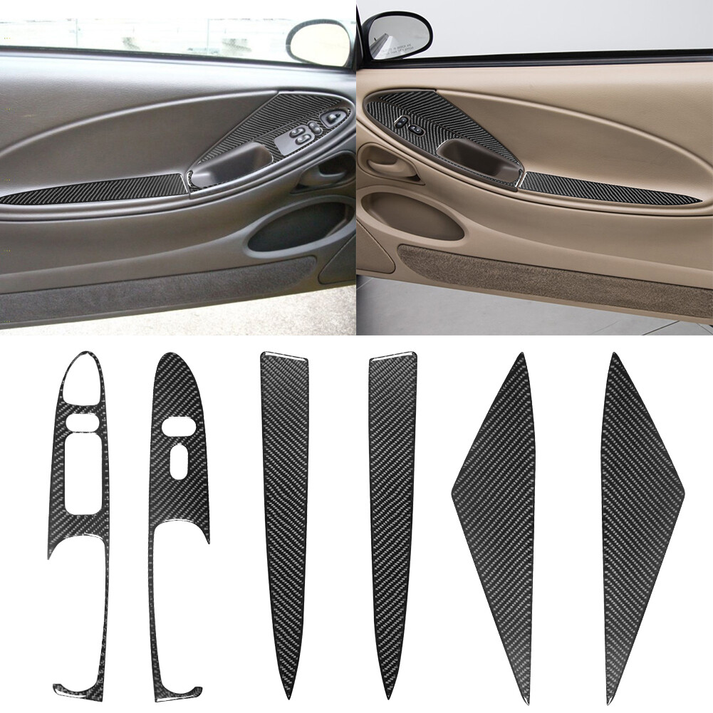 25Pcs Red Carbon Fiber Full Interior Kit Cover Trim For Ford Mustang 2001-04