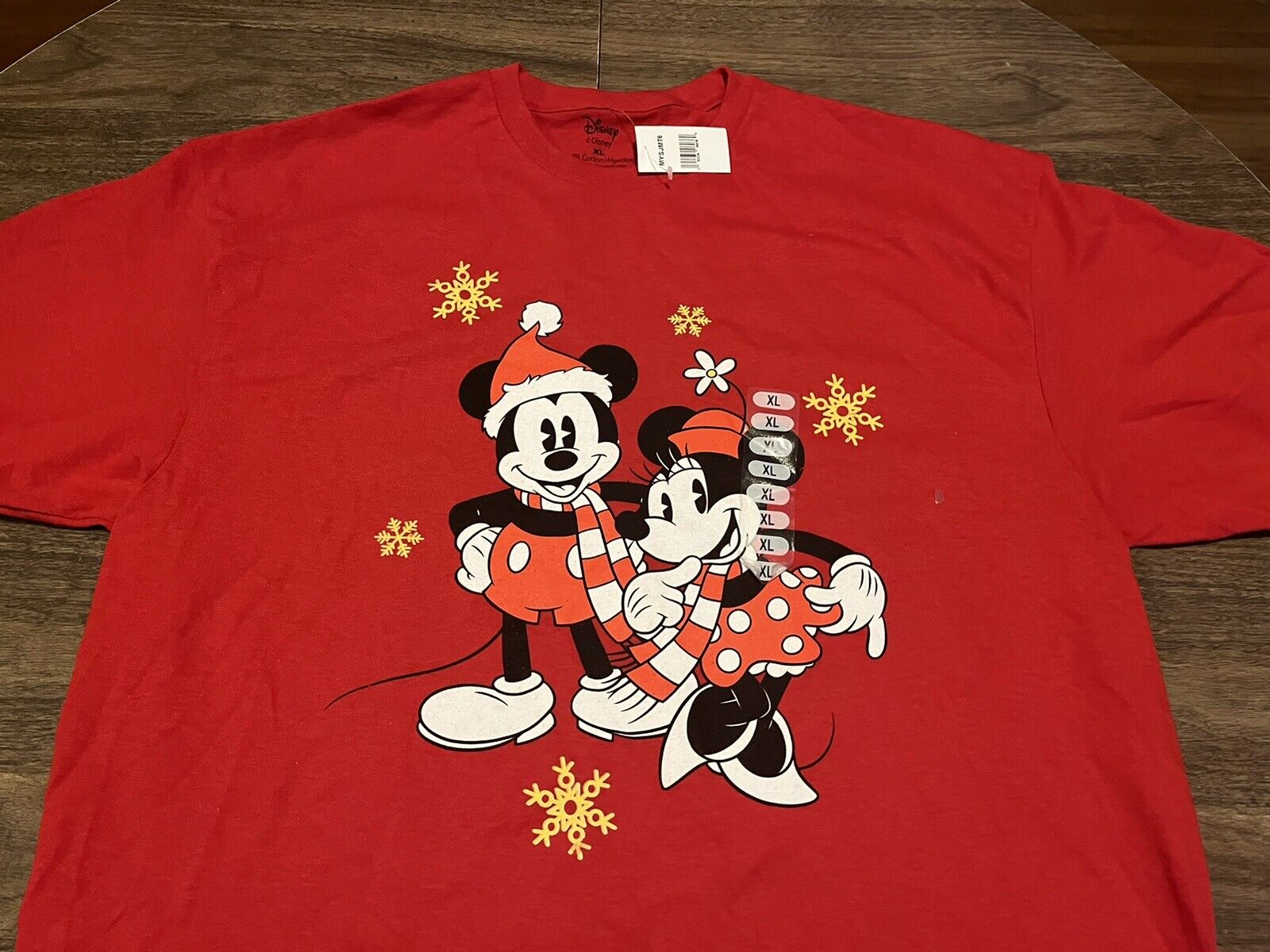 Disney Mickey & Minnie Mouse Christmas Theme XL Red T Shirt NEW | eBay