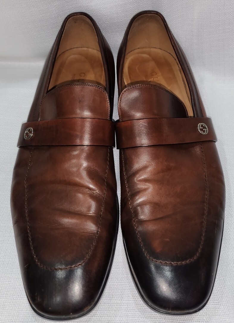 GUCCI BROWN GG INTERLOCKING SLIP ON LOAFERS MOCCASIN MEN  display picture 2