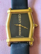 ORIG. CHARLES DELON  Damen Uhr * Vintage * vergoldet * Lederband 