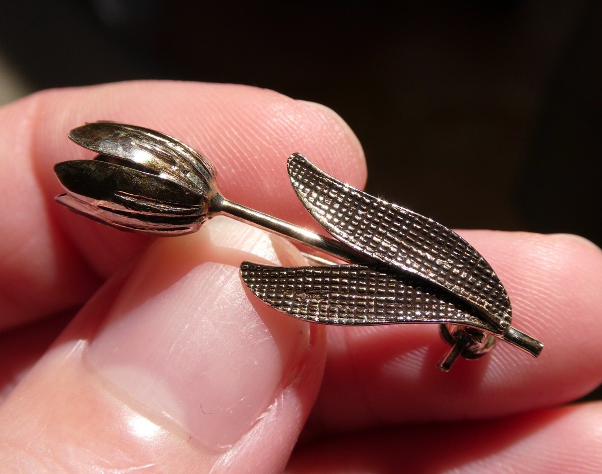 Vintage Dutch GJ van den Bergh Zilverwerken 835 Silver Tulip Pin