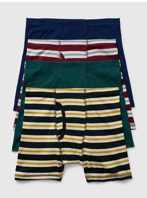GAP KIDS BOY BOXER BRIEF 4 PK 100% ORGANIC STRIPED UNDERWEAR SZ M MEDIUM 8 NEW