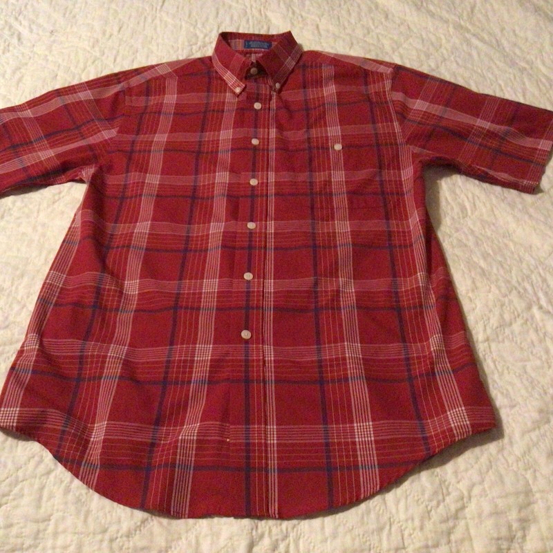 Towncraft Mens Shirt Size Small Button Up Short Sleeve Red Plaid 