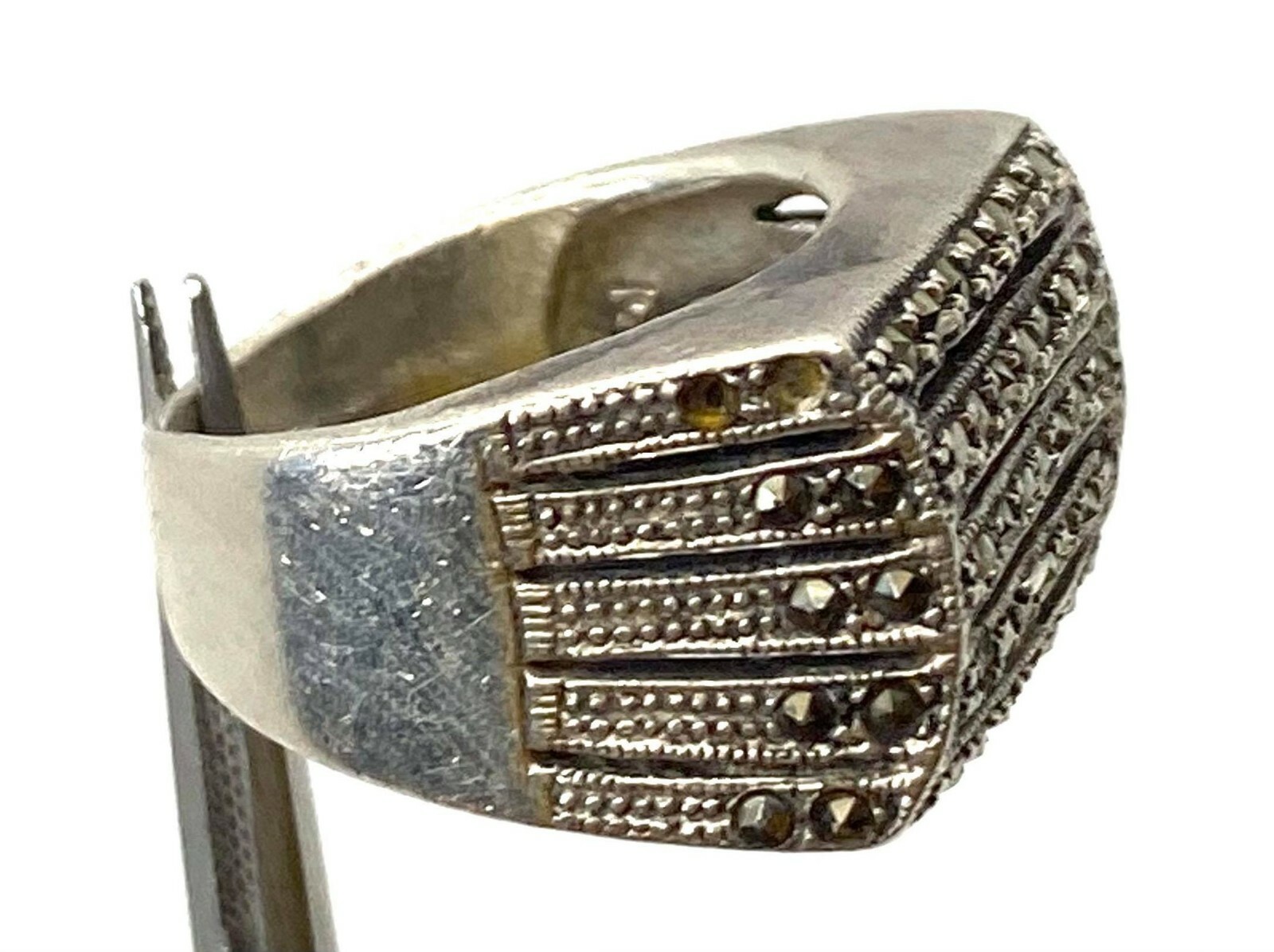 Mens Sterling Silver Statement Ring Unpolished Si… - image 7