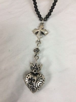 Gorgeous King Queen Baby sterling Silver 925 Onyx Heart